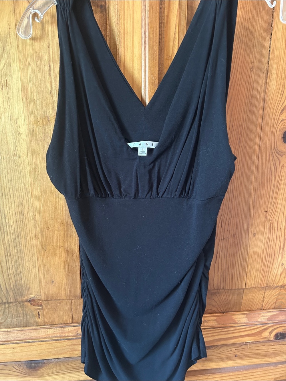 CAbi Black V-Neck Sleeveless Draped Camisole